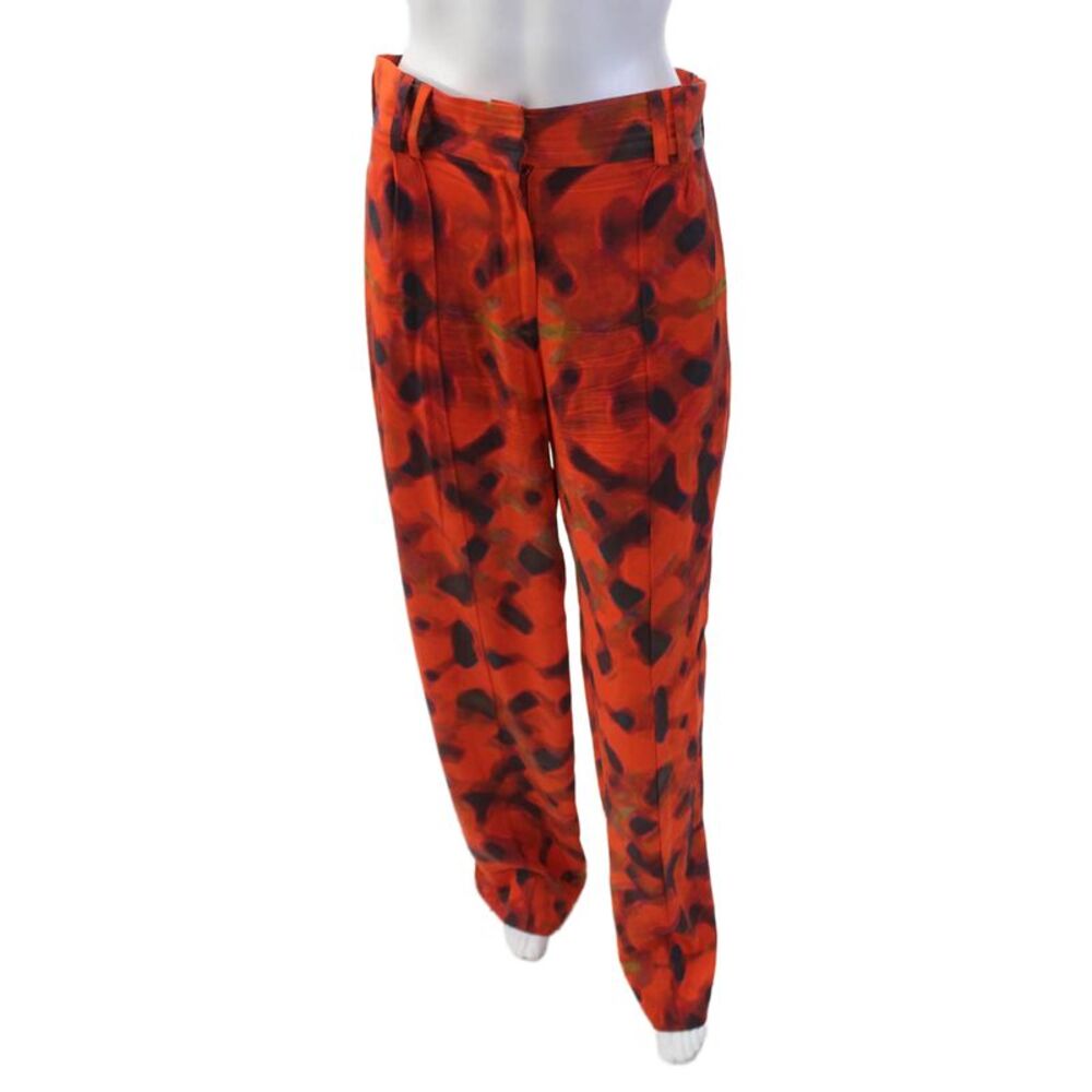 Joy Cioci Womens Abstract Print Zippered Wide-Leg Pants Orange Size 6